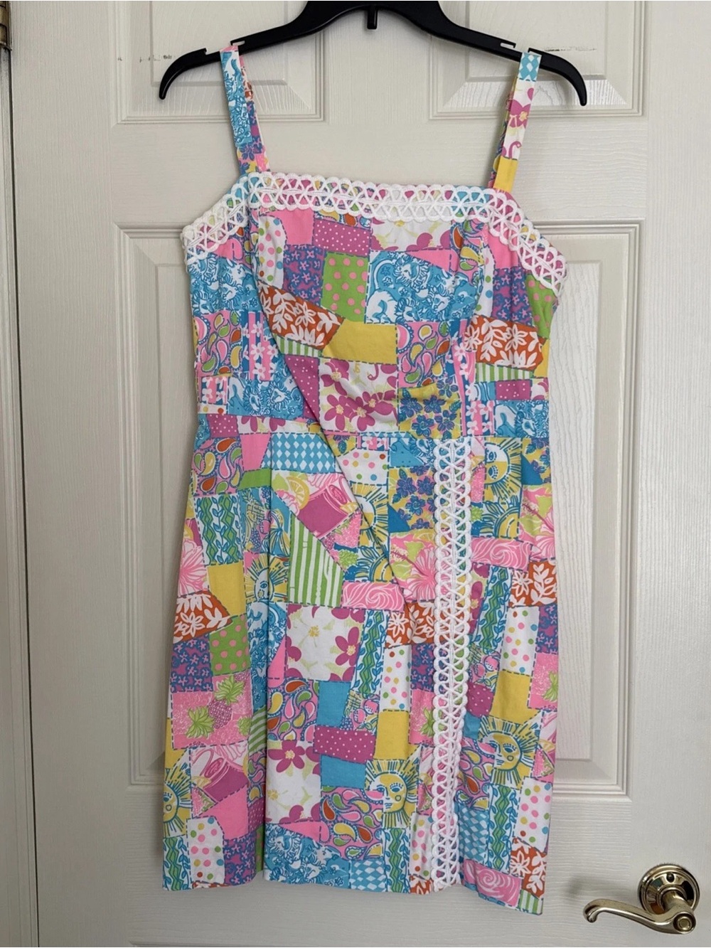 Girls Sleeveless Patchwork Print Dress - Multicolor